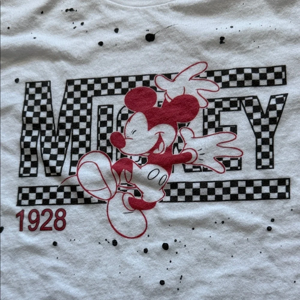 Mickey Mouse White and Black Kids T-Shirt Size 10-12 M